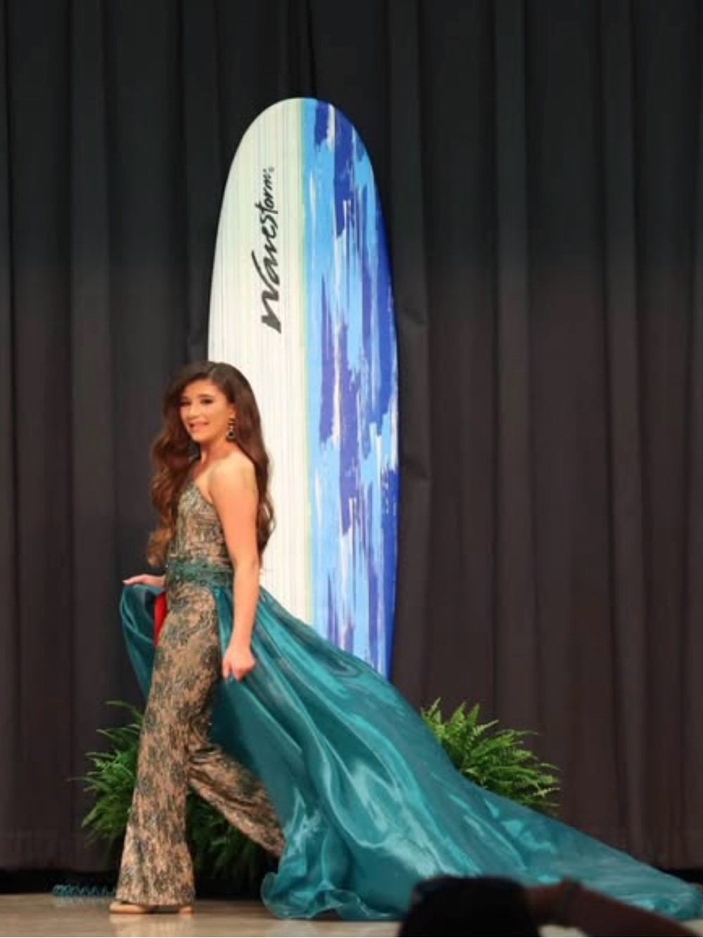 Johnathan Kayne Emerald and Gold Formal Gown with Dramatic Train